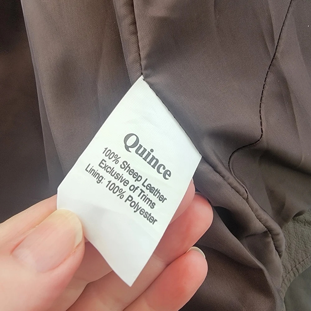 Quince Mocha Brown Leather Moto Biker Jacket Size Large Timeless Minimalist - Picture 4 of 16